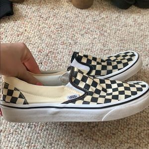 Vans checkered slip ons